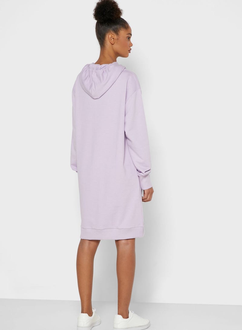 Ginger Basics Hooded Long Sleeve Midi Dress Purple  - Image 2