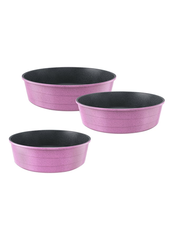 Neoflam 3-Piece Ceramic Bakeware Pan Set Pink Marble Large 36, Medium 28, Small 24cm  - Image 1
