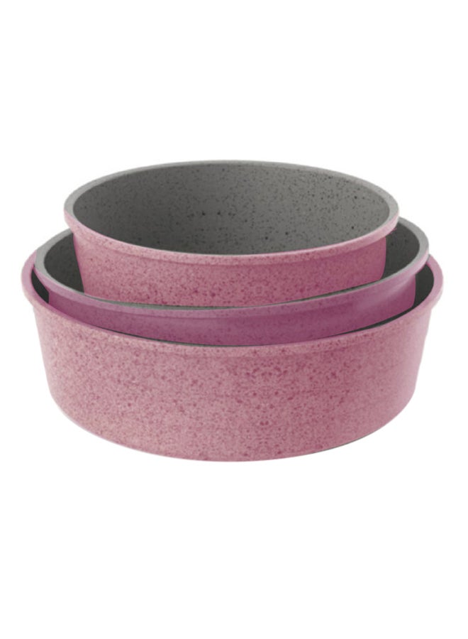 Neoflam 3-Piece Ceramic Bakeware Pan Set Pink Marble Large 36, Medium 28, Small 24cm  - Image 2