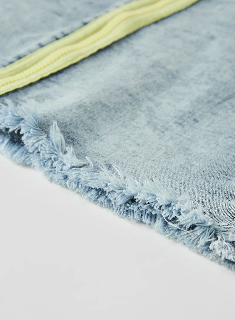ONLY High Rise Neon Zip Denim Skirt Light Blue
