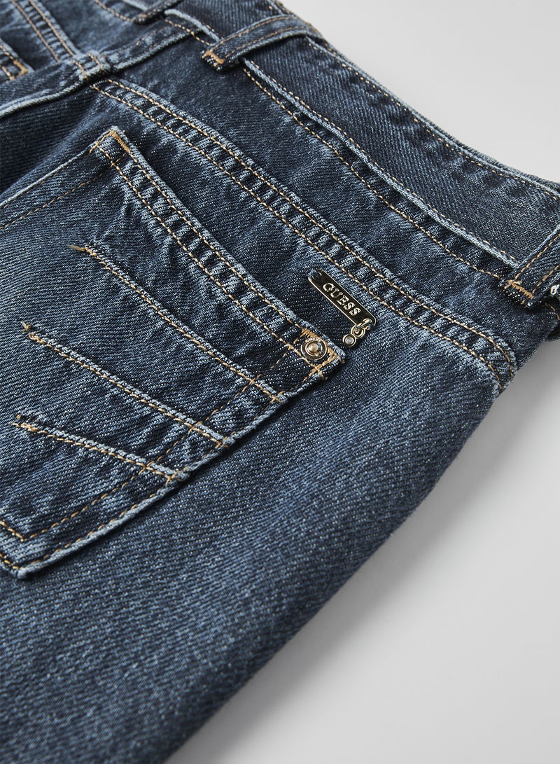 GUESS - High Waist Belted Fit Jeans Blue - Image 1