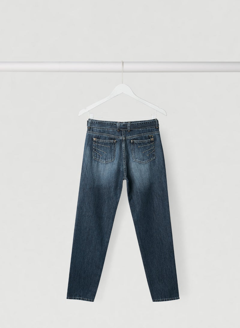 GUESS - High Waist Belted Fit Jeans Blue - Image 1