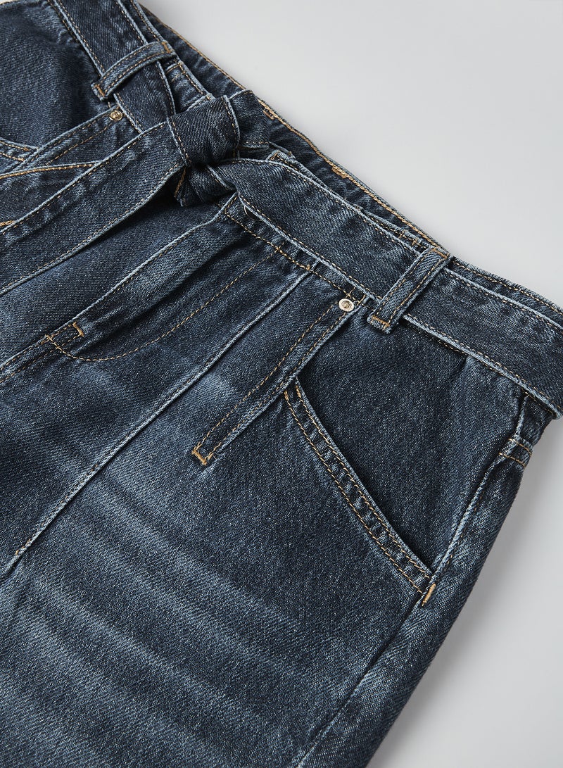 GUESS - High Waist Belted Fit Jeans Blue - Image 1