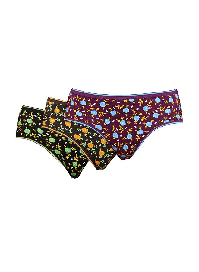 Bodycare Pack Of 3 Printed Cotton Brief Multicolour - Image 1