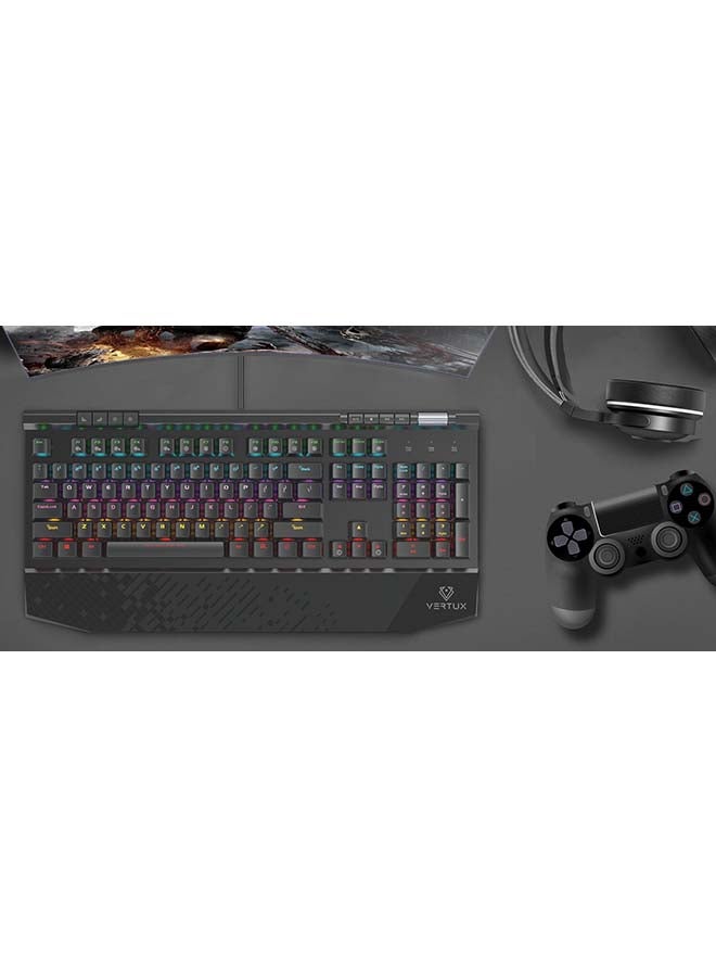 VERTUX - Tungsten Hyper Action Mechanical Gaming Keyboard MX Cherry Black with Volume Scroller- wired - Image 1