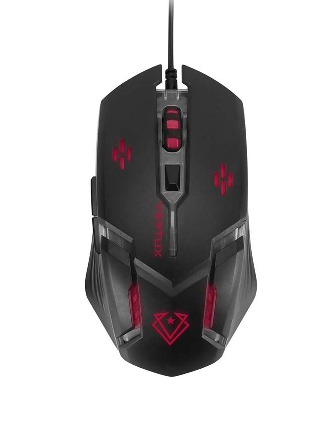 VERTUX Ergonomic Optical USB Wired Gaming Mouse upto 3200 DPI Black  - Image 1