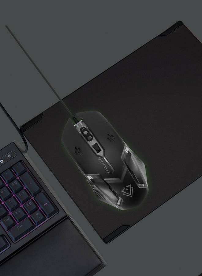 VERTUX Ergonomic Optical USB Wired Gaming Mouse upto 3200 DPI Black  - Image 2