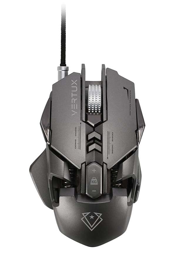 VERTUX - Indium Gaming Optimized Precision Wired Mouse upto 3200 DPI Grey - Image 1