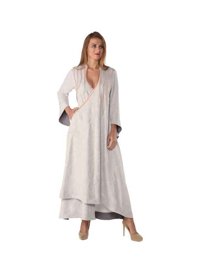Sana'a Kayum Floral Printed Maxi Dress Light Grey/Pink  - Image 1