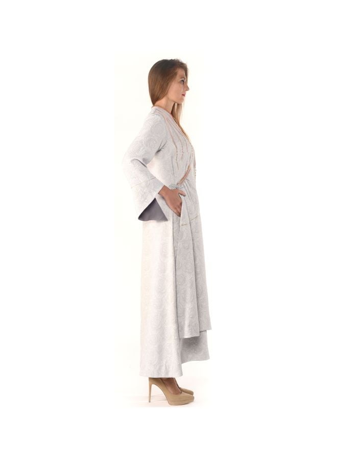 Sana'a Kayum Floral Printed Maxi Dress Light Grey/Pink  - Image 3
