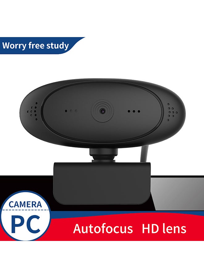 كاميرا ويب مدمجة مزودة بميكروفون ومنفذ USB بدقة عالية الوضوح 1080P قابلة للدوران بزاوية 360 درجة لأجهزة الكمبيوتر واللابتوب أسود - Image 2