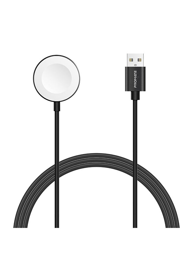 PROMATE - Apple Watch Charging Cable, MFi Certified Magnetic Wireless 5W Fast Charger to USB-A Connector Cable, 1M Anti-Tangle Cord with Over-Charging Protection for Apple Watch Series 5,4,3,2,1, AuraCord-A Black - Image 1