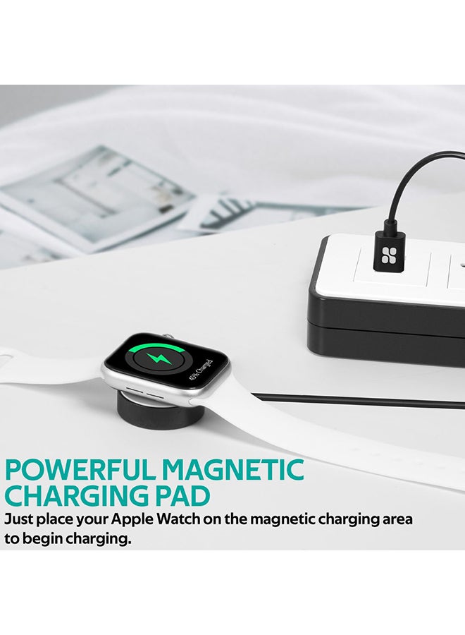PROMATE - Apple Watch Charging Cable, MFi Certified Magnetic Wireless 5W Fast Charger to USB-A Connector Cable, 1M Anti-Tangle Cord with Over-Charging Protection for Apple Watch Series 5,4,3,2,1, AuraCord-A Black - Image 1