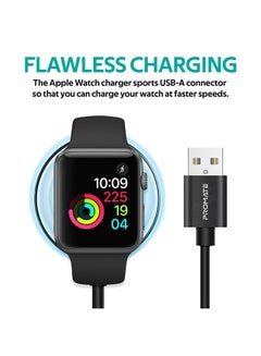PROMATE Apple Watch Charging Cable, MFi Certified Magnetic Wireless 5W Fast Charger to USB-A Connector Cable, 1M Anti-Tangle Cord with Over-Charging Protection for Apple Watch Series 5,4,3,2,1, AuraCord-A Black  - Image 3