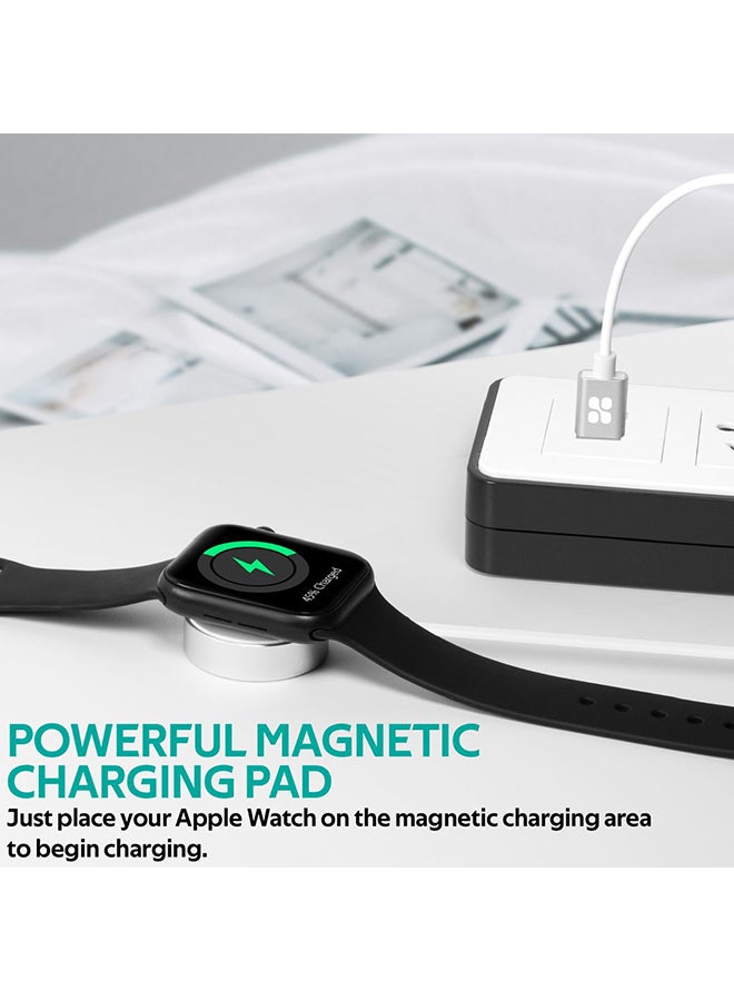 PROMATE Apple Watch Charging Cable, MFi Certified Magnetic Wireless 5W Fast Charger to USB-A Connector Cable, 1M Anti-Tangle Cord with Over-Charging Protection for Apple Watch Series 5,4,3,2,1, AuraCord-A White  - Image 2