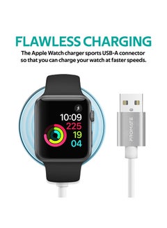 PROMATE Apple Watch Charging Cable, MFi Certified Magnetic Wireless 5W Fast Charger to USB-A Connector Cable, 1M Anti-Tangle Cord with Over-Charging Protection for Apple Watch Series 5,4,3,2,1, AuraCord-A White  - Image 3
