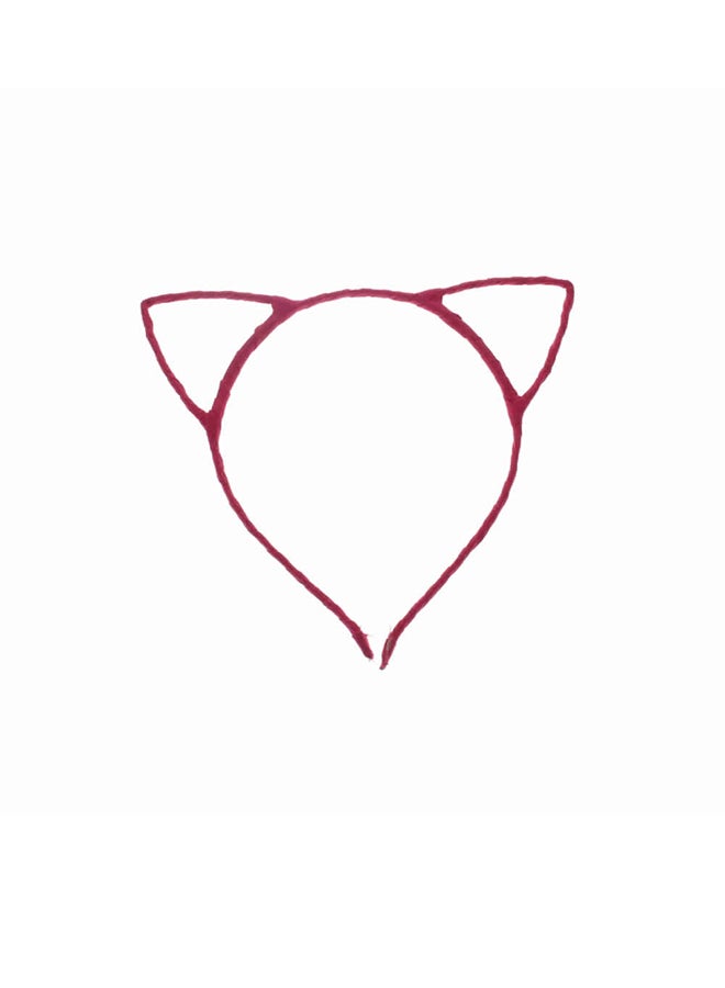 شاربدو طوق شعر لطيف بتصميم أذني القط وردي 16 x 15سم - Image 1