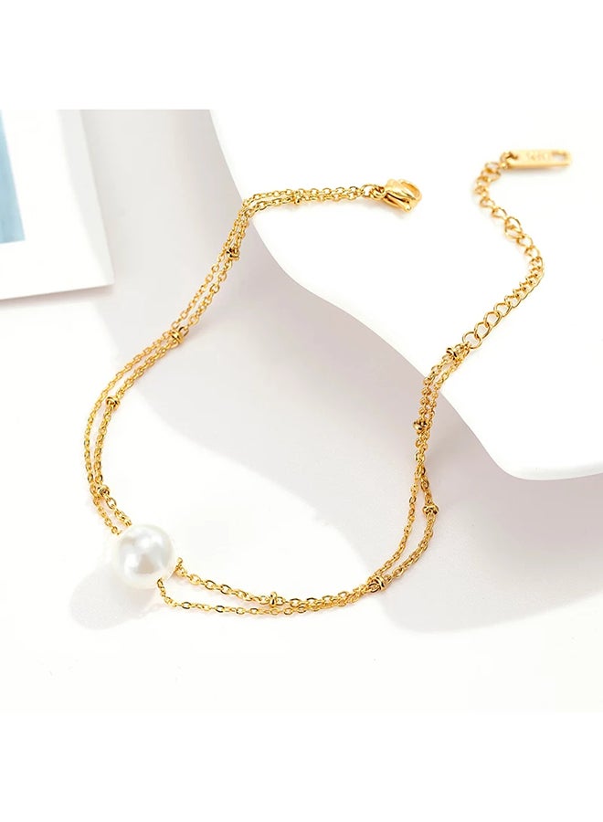 Miracle Empire 18K Gold Plated Pearl Studded Anklet  - Image 2