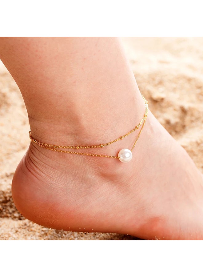 Miracle Empire 18K Gold Plated Pearl Studded Anklet  - Image 3