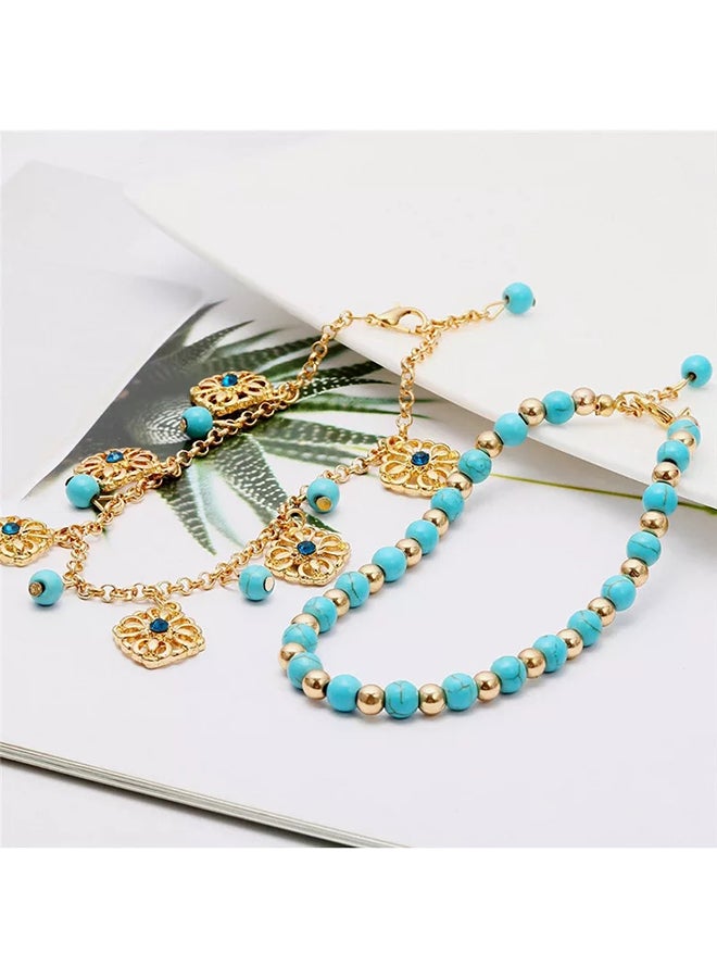 Miracle Empire Pack Of 2 Bead And Hanging Charm Anklet - Image 3