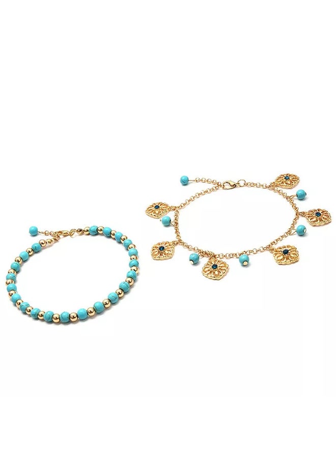 Miracle Empire Pack Of 2 Bead And Hanging Charm Anklet - Image 1