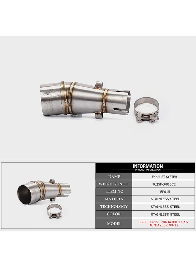 Generic Motorcycle Exhaust Middle Pipe Stainless Steel Muffler Middle Section Adapter for Kawasaki Z250 08-15ninja300 13-16  - Image 5