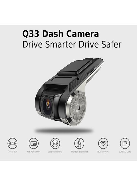 كاميرا تسجيل فيديو Q33 صغيرة DVR DVR للسيارة بدقة كاملة الوضوح 1080 بكسل مزودة بجهاز استشعار G وكاميرا لزجاج السيارة الامامي بزاوية 150 درجة