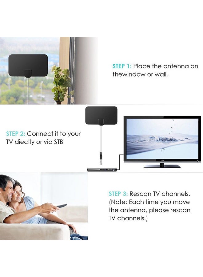 هوائي تلفزيوني عالي الوضوح (HDTV) بدقة 1080P مع كابل داخلي طويل بطول 13 قدم لتلفزيون رقمي عالي الوضوح(HD) بنطاق واسع 50 ميل - Image 4