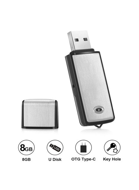 Voice Recorder USB Flash Drive 128Kbps Digital Voice Recording 8GB for Windows Mac Android OTG Mini Recorder Volume:8GB