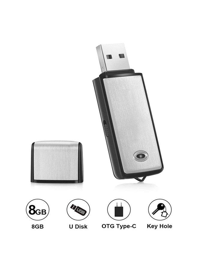 Generic - Voice Recorder USB Flash Drive 128Kbps Digital Voice Recording 8GB for Windows Mac Android OTG Mini Recorder Volume:8GB - Image 1