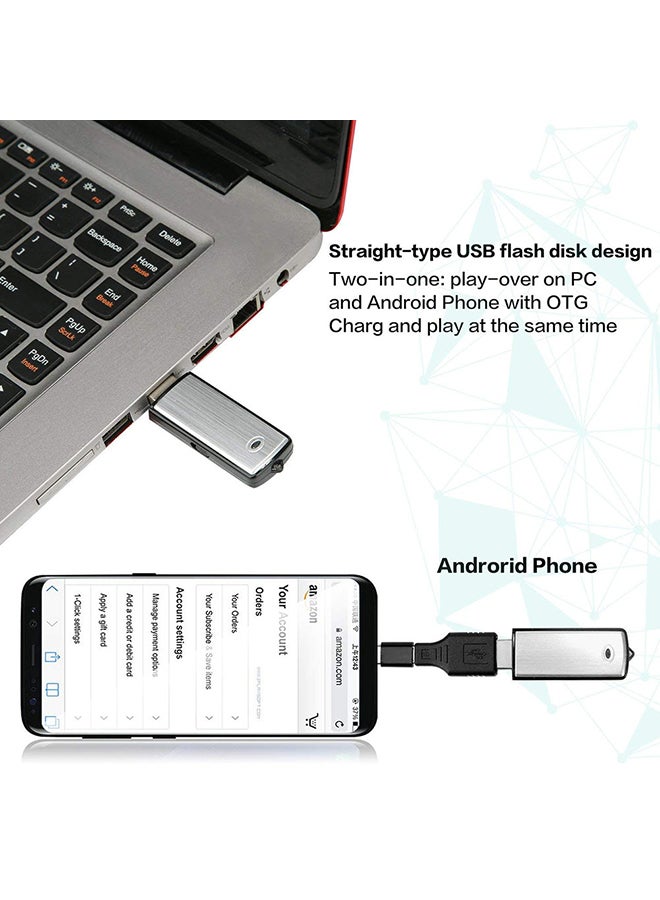 Generic - Voice Recorder USB Flash Drive 128Kbps Digital Voice Recording 8GB for Windows Mac Android OTG Mini Recorder Volume:8GB - Image 1