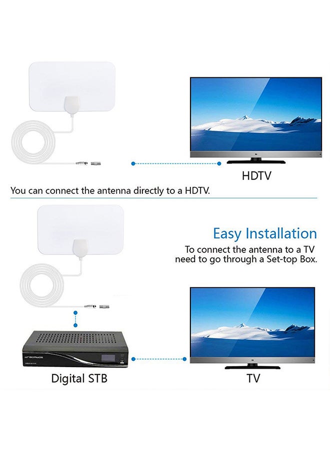 هوائي رقمي للتلفزيون بدقة عالية الوضوح 1080P بدقة 4K ونطاق 100 ميل للأماكن الداخلية (مع مضخم) - Image 4