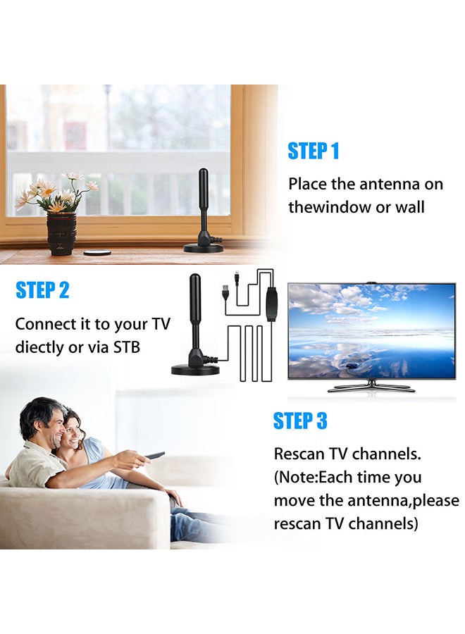 Indoor Digital HDTV TV Antenna Aerial Amplified 200 Mile Range VHF UHF Freeview - Image 3