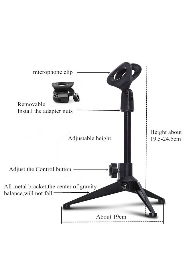 Generic - Professional Adjustable Desktop Handheld Table Tripod Microphone Mic Stand Holder with Clip Mount Shock - Image 1