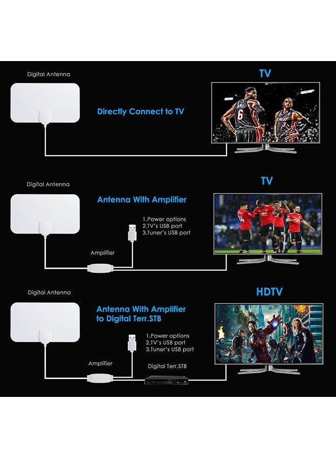 Generic - 200 Mile Range Antenna TV Digital HD Skywire 4K Antena Digital Indoor HDTV 1080P with Signal Amplifier - Image 1