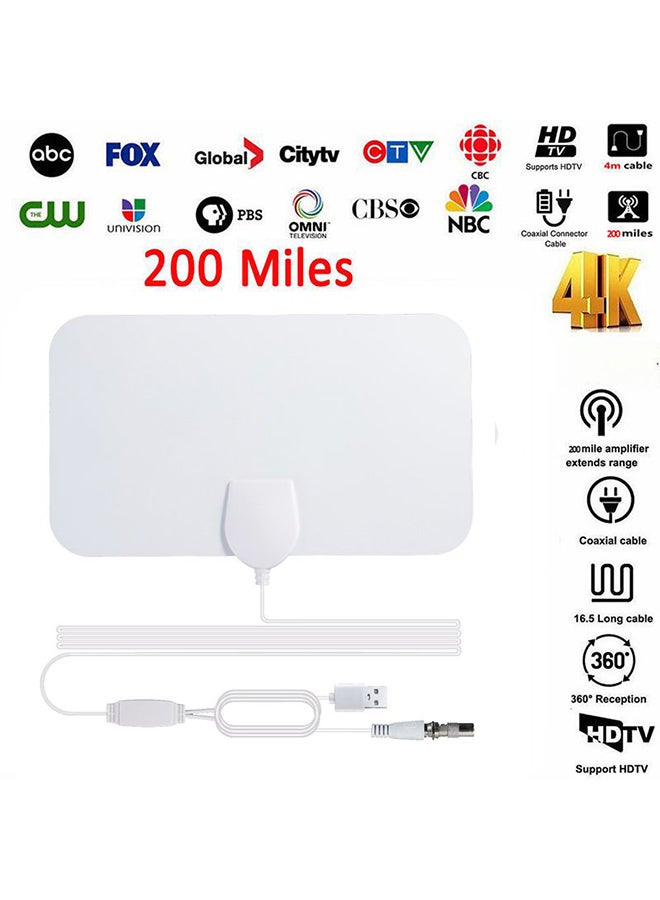 Generic - 200 Mile Range Antenna TV Digital HD Skywire 4K Antena Digital Indoor HDTV 1080P with Signal Amplifier - Image 1