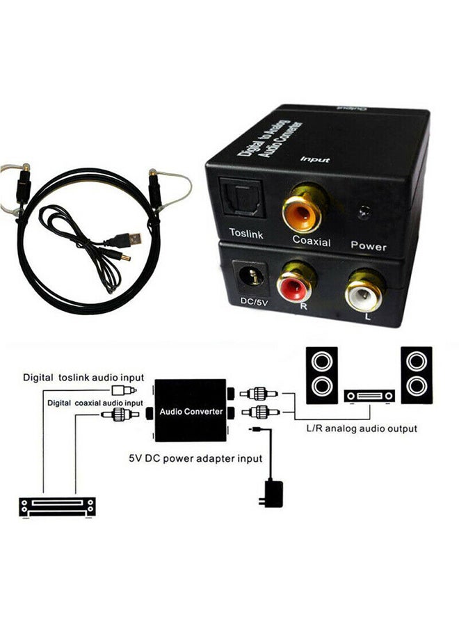 Generic - Digital Optical Coax to Analog RCA Audio Converter Adapter with Fiber Cable - Image 1