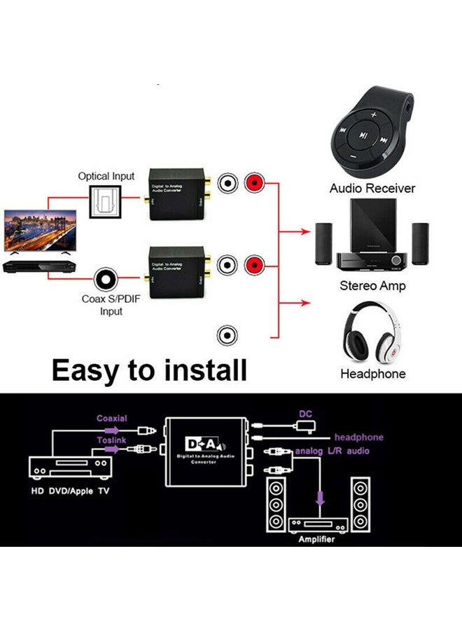 Generic - Digital Optical Coax to Analog RCA Audio Converter Adapter with Fiber Cable - Image 1