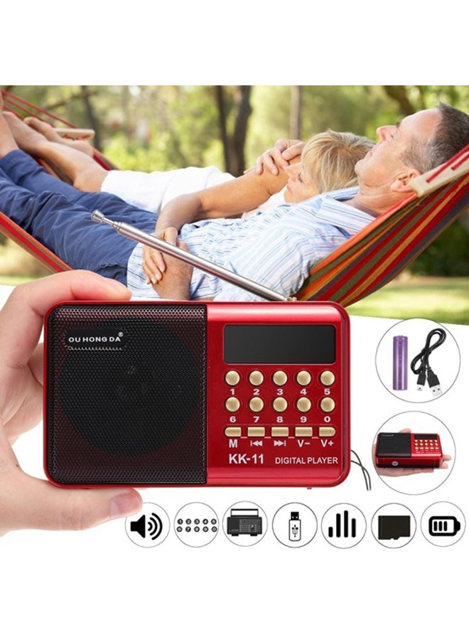مكبر صوت K11 FM رقمي صغير ومحمول باليد وقابل للشحن ومزود براديو FM ومنفذ USB وTF ومشغل MP3 - Image 2