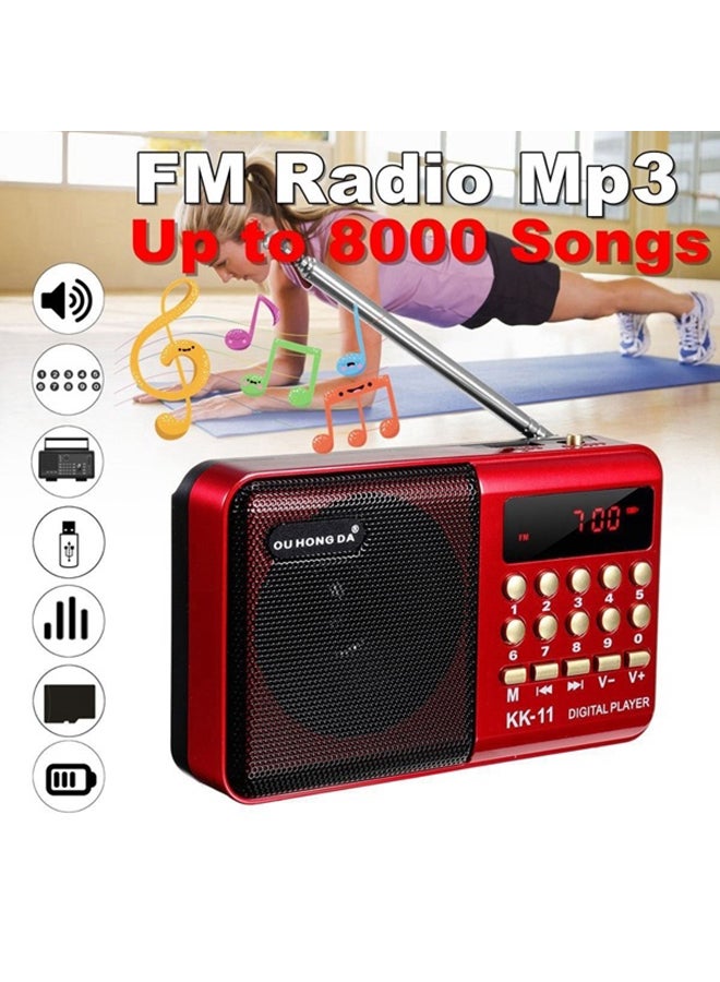 مكبر صوت K11 FM رقمي صغير ومحمول باليد وقابل للشحن ومزود براديو FM ومنفذ USB وTF ومشغل MP3 - Image 1