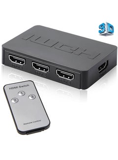موزع HDMI ثلاثي المنافذ 3 في 1 بمفتاح تبديل تلقائي بدقة 1080 بكسل عالية الوضوح مع جهاز تحكم عن بعد لجهاز إكس بوكس 360 وبلايستيشن 3 وأجهزة البروجيكتور عالية الوضوح أسود