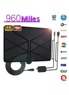 960 Miles TV Aerial Indoor Amplified Digital HDTV Antenna with 4K UHD 1080P DVB-T Freeview TV for Life Local Channels Broadcast