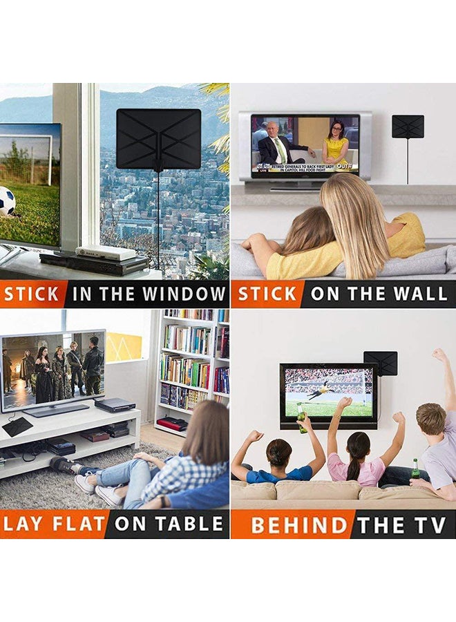 Generic - 960 Miles TV Aerial Indoor Amplified Digital HDTV Antenna with 4K UHD 1080P DVB-T Freeview TV for Life Local Channels Broadcast - Image 1
