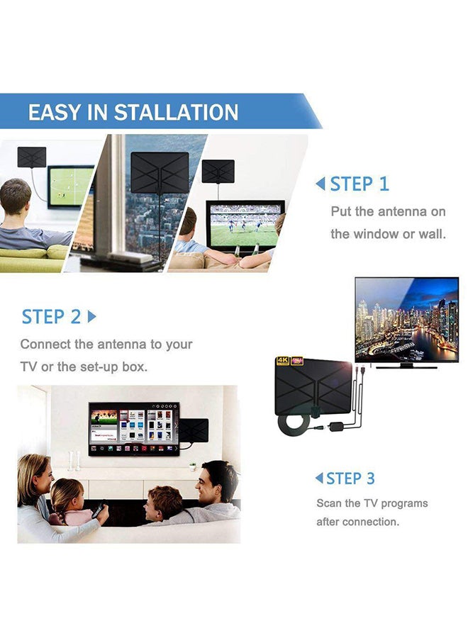 Generic - 960 Miles TV Aerial Indoor Amplified Digital HDTV Antenna with 4K UHD 1080P DVB-T Freeview TV for Life Local Channels Broadcast - Image 1