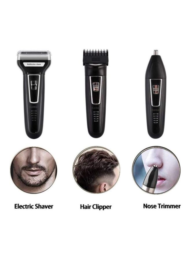 Kemei 3-In-1 Rechargeable Electric Trimmer Black/Silver 16x6x3cm - Image 4