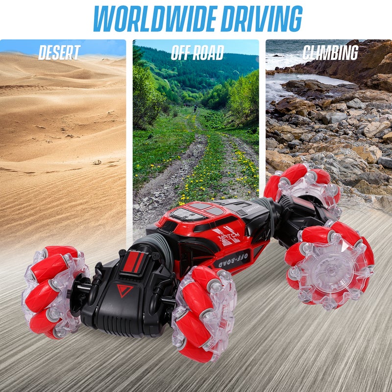 4WD Gesture Sensor Control Deformable Electric All-Terrain Transformable LED Light Stunt Car 32cm - Image 2
