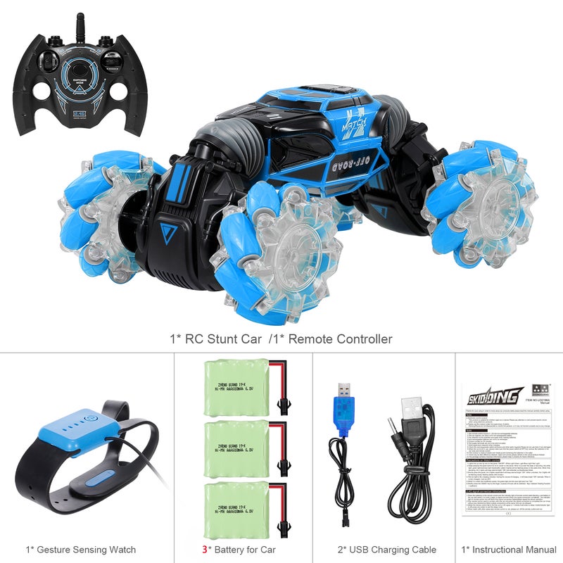 4WD Gesture Sensor Control Deformable Electric All-Terrain Transformable LED Light Stunt Car 32cm - Image 1