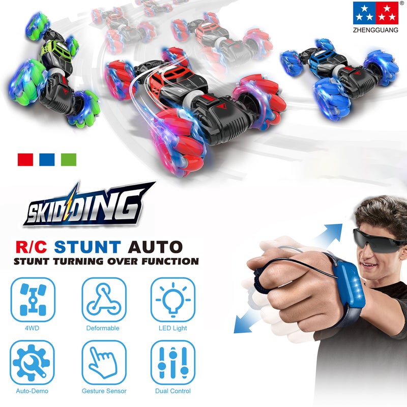 4WD Gesture Sensor Control Deformable Electric All-Terrain Transformable LED Light Stunt Car 32cm  - Image 2
