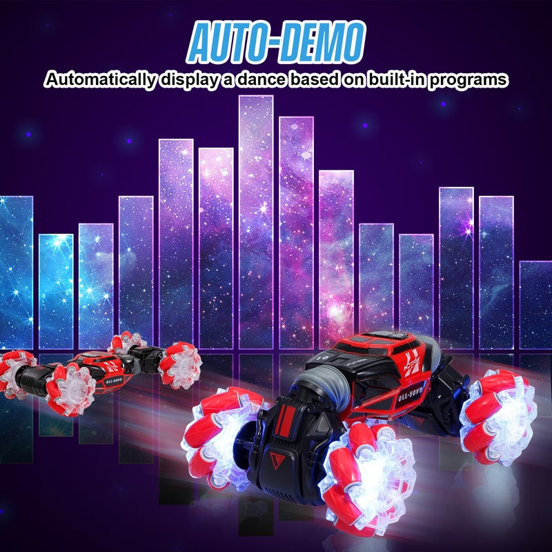 null - 4WD Gesture Sensor Control Deformable Electric All-Terrain Transformable LED Light Stunt Car 32cm - Image 1