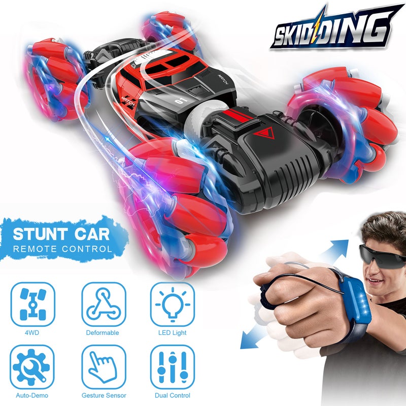 null - 4WD Gesture Sensor Control Deformable Electric All-Terrain Transformable LED Light Stunt Car 32cm - Image 1